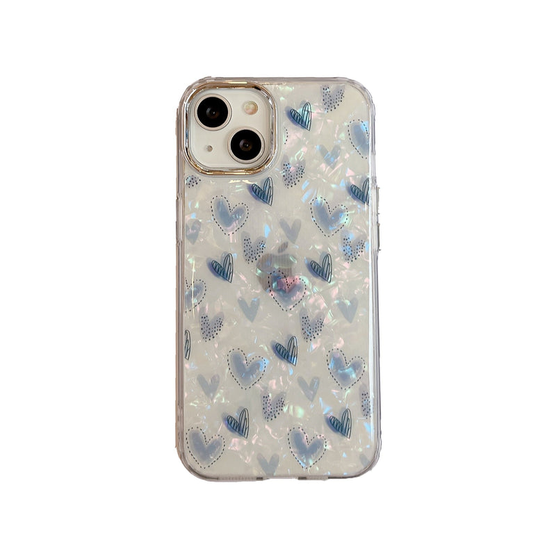 Heart Marble Plated iPhone Case-Exoticase-For iPhone 14 Pro Max-Blue-