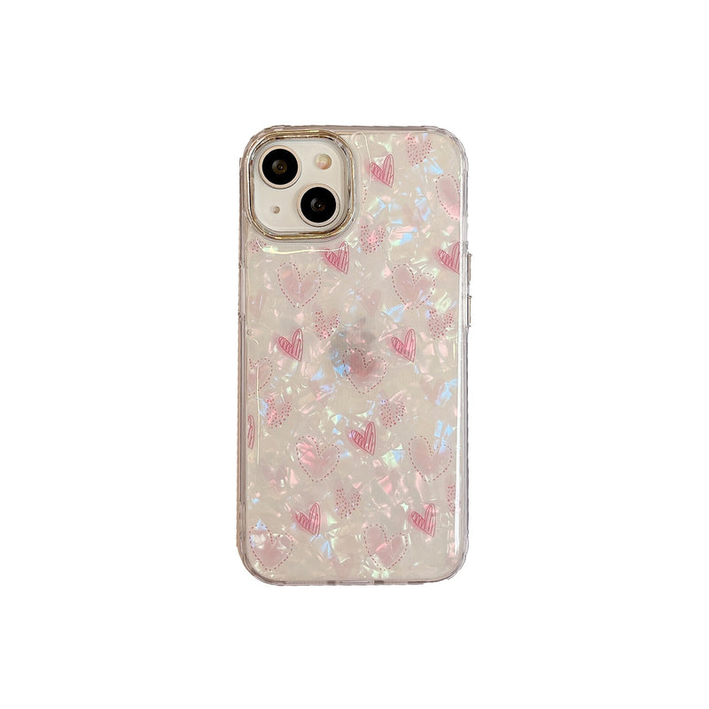 Heart Marble Plated iPhone Case-Exoticase-For iPhone 14 Pro Max-Pink-