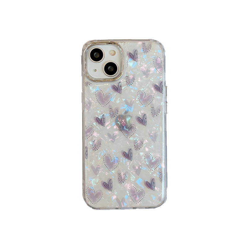 Heart Marble Plated iPhone Case-Exoticase-For iPhone 14 Pro Max-Purple-