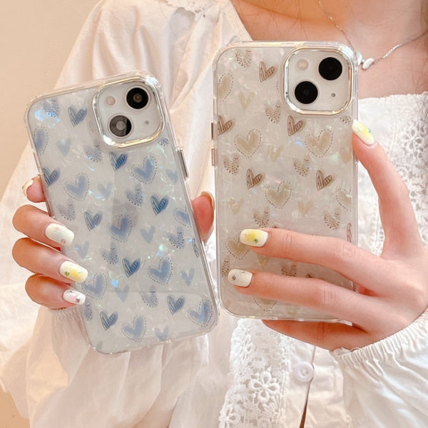 Heart Marble Plated iPhone Case-Exoticase-Exoticase