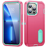Heavy Duty Defender Apple iPhone Case - Exoticase - For iPhone 15 Pro Max / Rose Red-Cyan