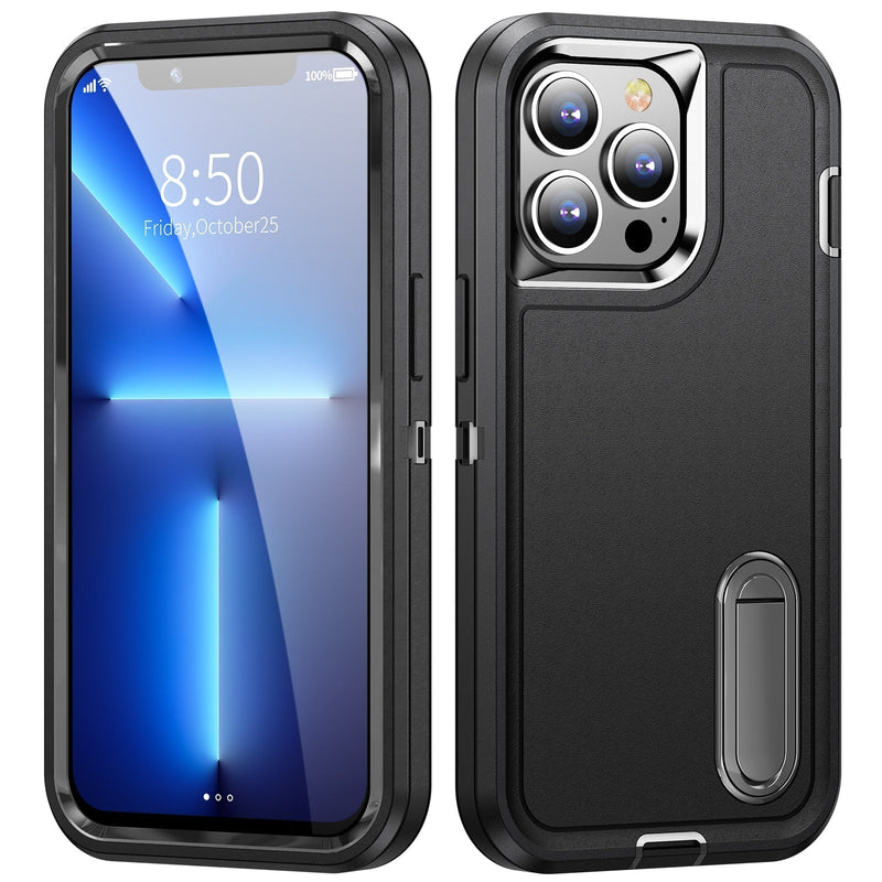Heavy Duty Defender Apple iPhone Case - Exoticase - For iPhone 15 Pro Max / Black-Black