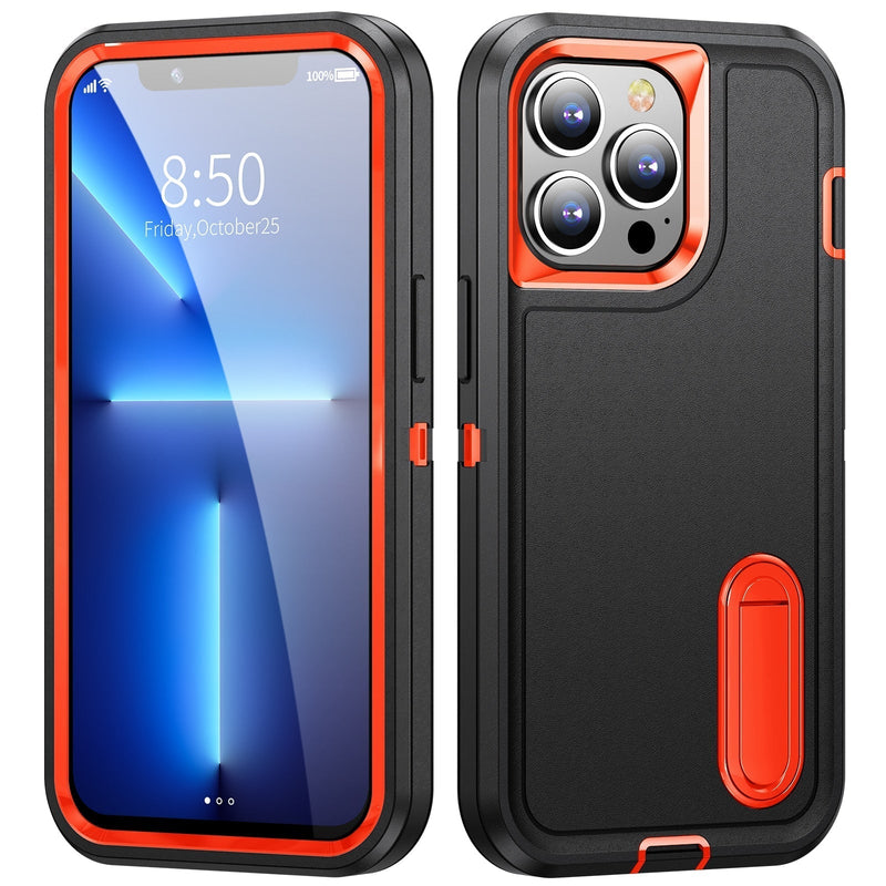 Heavy Duty Defender Apple iPhone Case, For iPhone 16 Pro / Black-Orange Heavy Duty Defender Apple iPhone Case, For iPhone 16 Pro / Black-Orange