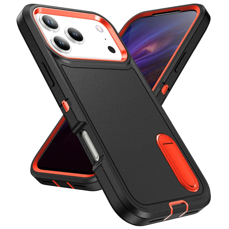 Heavy Duty Defender Apple iPhone Case-Exoticase-For iPhone 17 Pro Max-Black-Orange-Exoticase