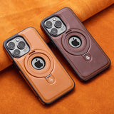 HollowLogo Stitched Leather iPhone Case-Exoticase-Exoticase