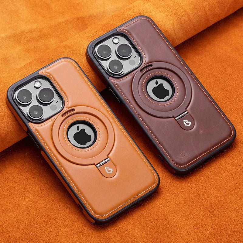 HollowLogo Stitched Leather iPhone Case-Exoticase-Exoticase