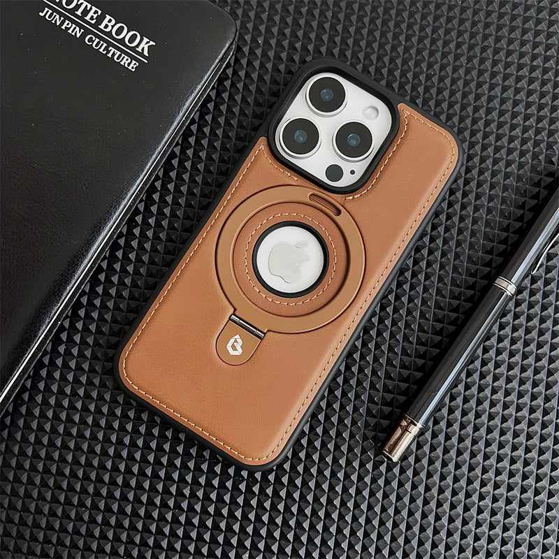 HollowLogo Stitched Leather iPhone Case-Exoticase-Exoticase