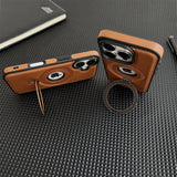 HollowLogo Stitched Leather iPhone Case-Exoticase-Exoticase