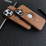 HollowLogo Stitched Leather iPhone Case-Exoticase-Exoticase