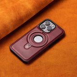 HollowLogo Stitched Leather iPhone Case-Exoticase-For iPhone 16 Pro Max-Red-Exoticase