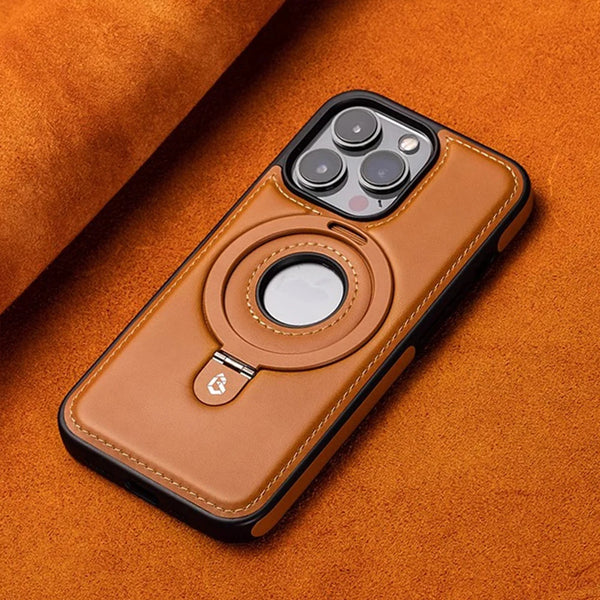 HollowLogo Stitched Leather iPhone Case-Exoticase-Exoticase