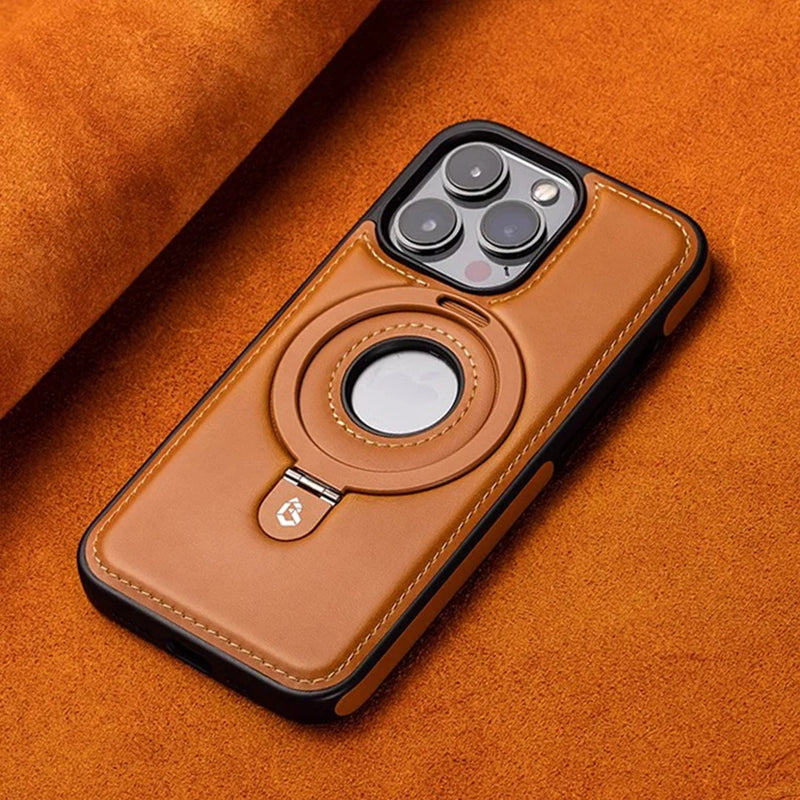 HollowLogo Stitched Leather iPhone Case-Exoticase-Exoticase