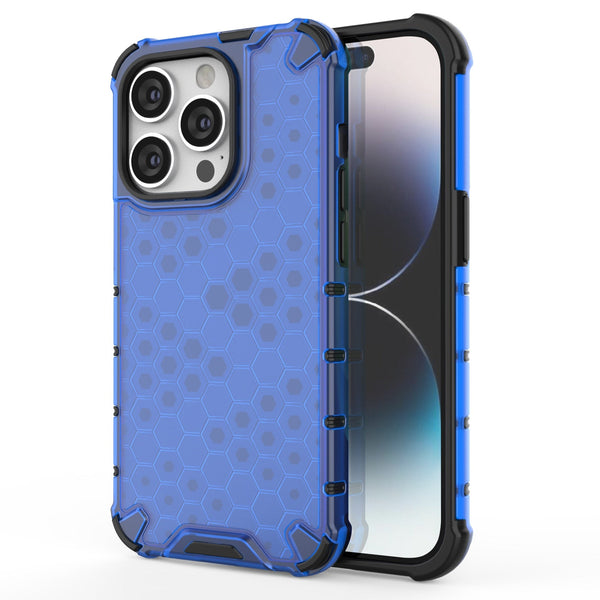 Honeycomb Shockproof Corners iPhone Case-Exoticase-For iPhone 14-Blue-