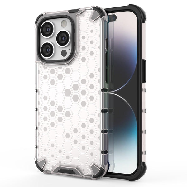 Honeycomb Shockproof Corners iPhone Case-Exoticase-For iPhone 14-Clear-Exoticase