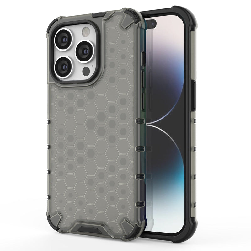 Honeycomb Shockproof Corners iPhone Case-Exoticase-For iPhone 14-Gray-