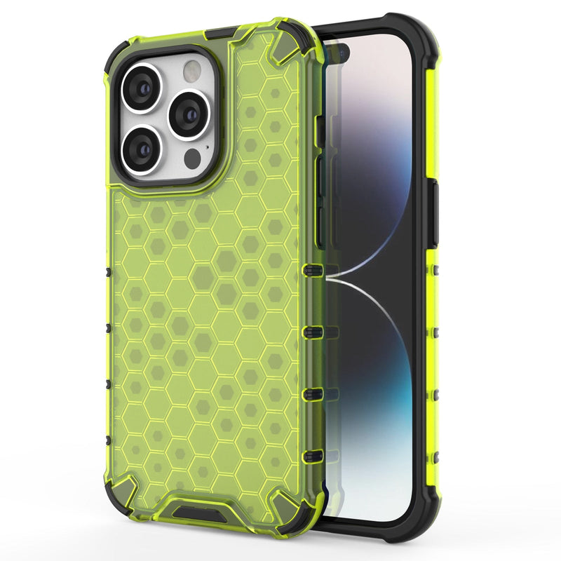 Honeycomb Shockproof Corners iPhone Case-Exoticase-For iPhone 14-Green-