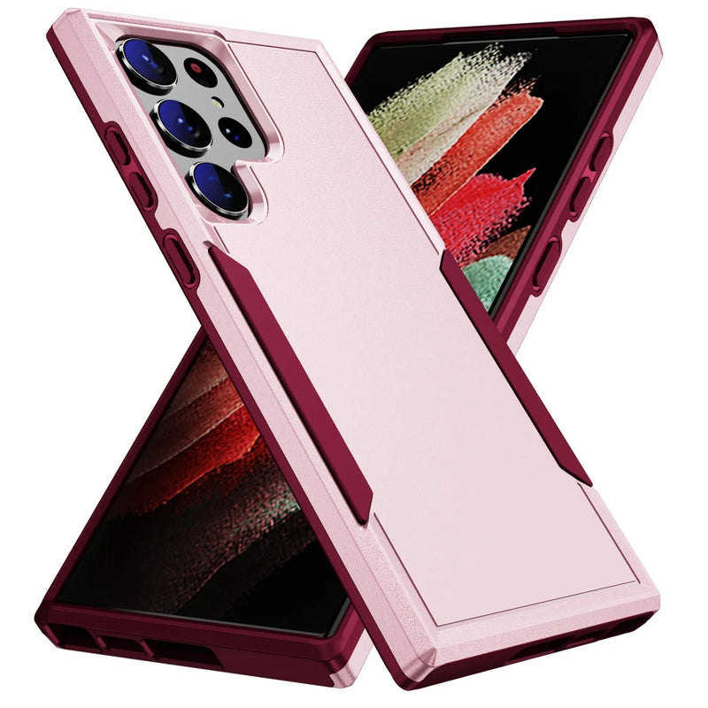 Indestructo Strong Armor Samsung Phone Case - Exoticase - For Samsung S24 Ultra / Pink