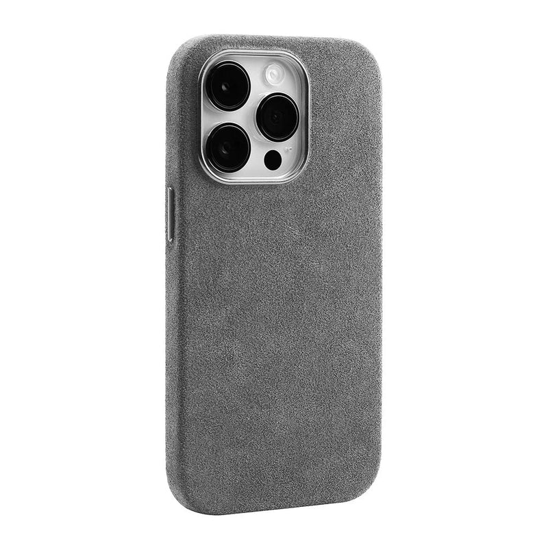 Italian Alcantara Apple iPhone Case - Exoticase - for iPhone 15 Pro Max / Light Gray