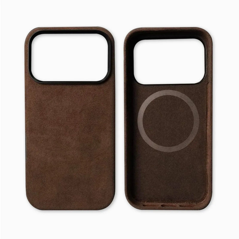 Italian Alcantara Apple iPhone Case-iPhone Alcantara Case-Exoticase-for iPhone 17 Pro Max-Brown-Exoticase