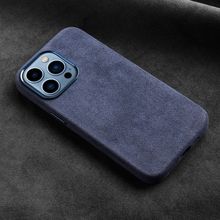 Italian Alcantara Apple iPhone Case - Exoticase - for iPhone 15 Pro Max / Blue