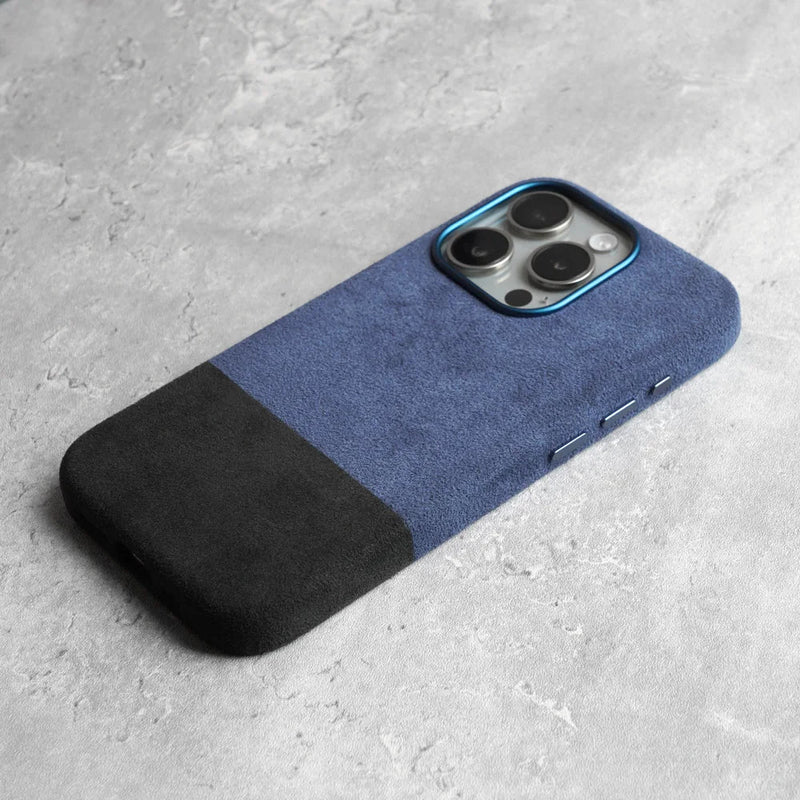 Italian Alcantara Apple iPhone Case - Exoticase - for iPhone 15 Pro Max / Dual Blue
