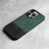 Italian Alcantara Apple iPhone Case - Exoticase - for iPhone 15 Pro Max / Dual Green