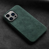 Italian Alcantara Apple iPhone Case - Exoticase - for iPhone 15 Pro Max / Green