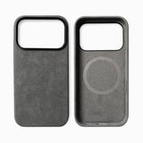 Italian Alcantara Apple iPhone Case-iPhone Alcantara Case-Exoticase-for iPhone 17 Pro Max-Light Gray-Exoticase