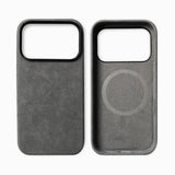 Italian Alcantara Apple iPhone Case-iPhone Alcantara Case-Exoticase-for iPhone 17 Pro Max-Light Gray-Exoticase