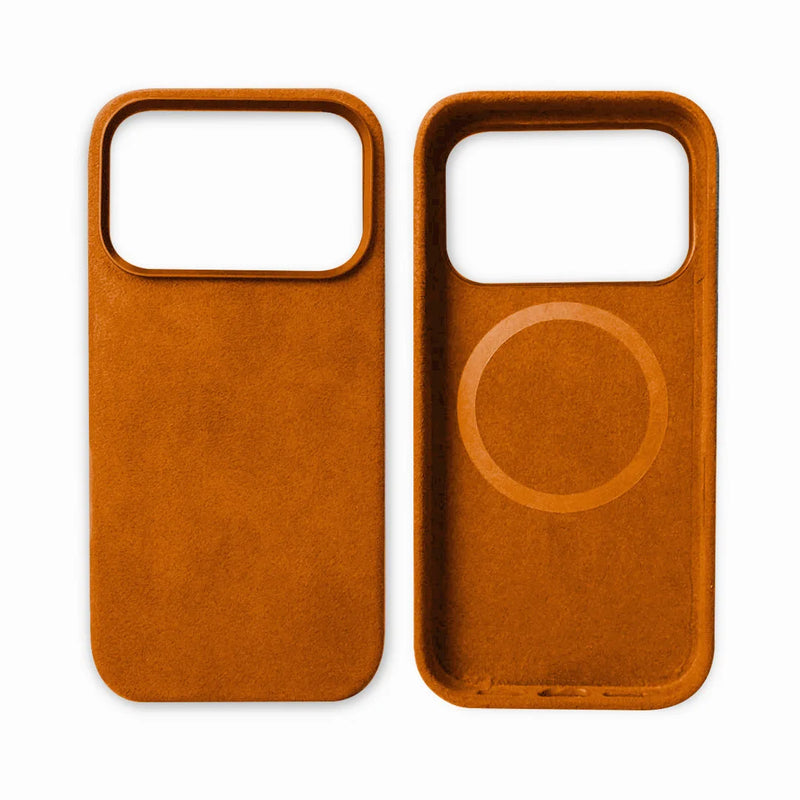 Italian Alcantara Apple iPhone Case-iPhone Alcantara Case-Exoticase-for iPhone 17 Pro Max-Orange-Exoticase