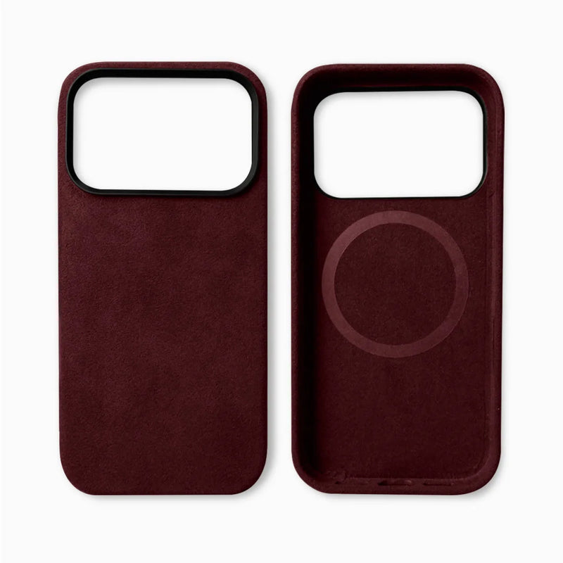 Italian Alcantara Apple iPhone Case-iPhone Alcantara Case-Exoticase-for iPhone 17 Pro Max-Red-Exoticase