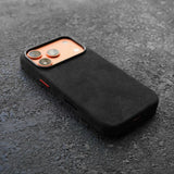 Italian Alcantara Apple iPhone Case-iPhone Alcantara Case-Exoticase-for iPhone 18 Pro Max-Black-Exoticase
