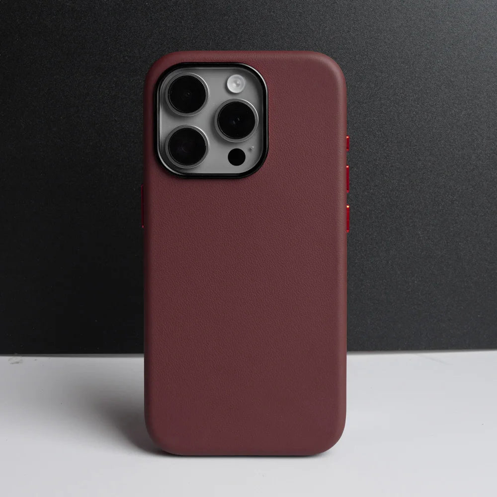 Italian Nappa Leather Apple iPhone Case, for iPhone 15 Pro Max / Red Italian Nappa Leather Apple iPhone Case, for iPhone 15 Pro Max / Red