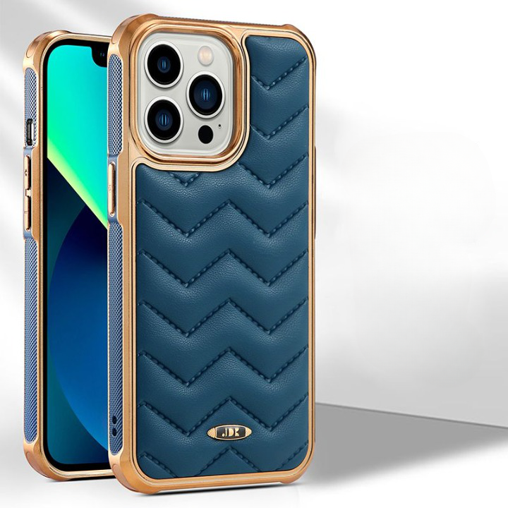 JDK ZigZag Cushioned Apple iPhone Case-Exoticase-For iPhone 14 Pro Max-Blue-