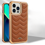 JDK ZigZag Cushioned Apple iPhone Case-Exoticase-For iPhone 14 Pro Max-Brown-