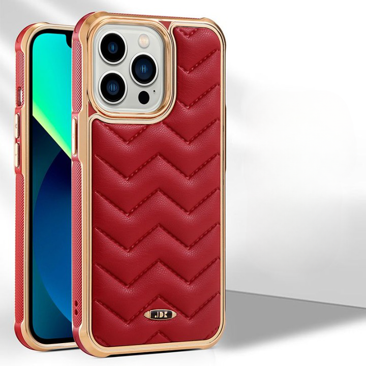JDK ZigZag Cushioned Apple iPhone Case-Exoticase-For iPhone 14 Pro Max-Red-