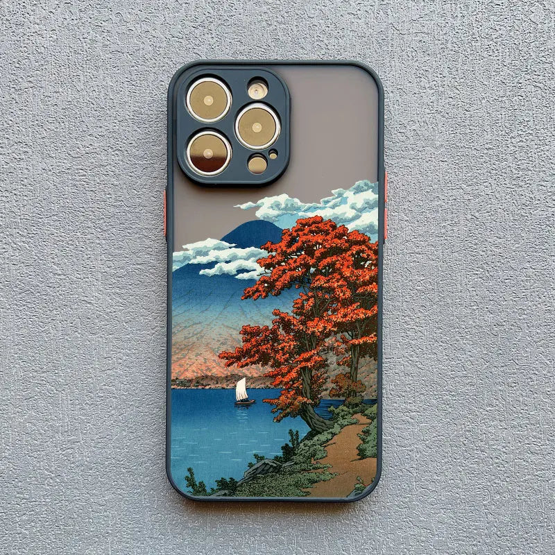Japanese Landscape Scenic Silicone iPhone Case-Exoticase-Black 3-For iPhone 16 Pro Max-Exoticase