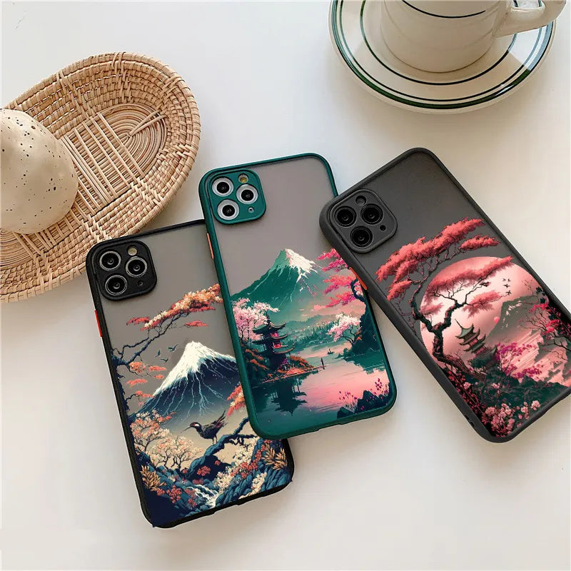 Japanese Sakura Mount Fuji Landscape iPhone Case-Exoticase-