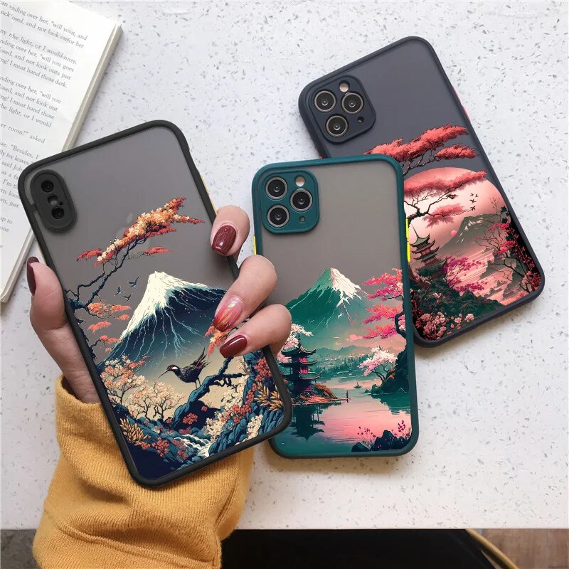 Japanese Sakura Mount Fuji Landscape iPhone Case-Exoticase-