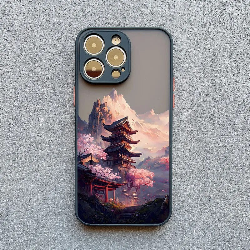 Japanese Sakura Mount Fuji Landscape iPhone Case-Exoticase-For iPhone 15 Pro Max-5-