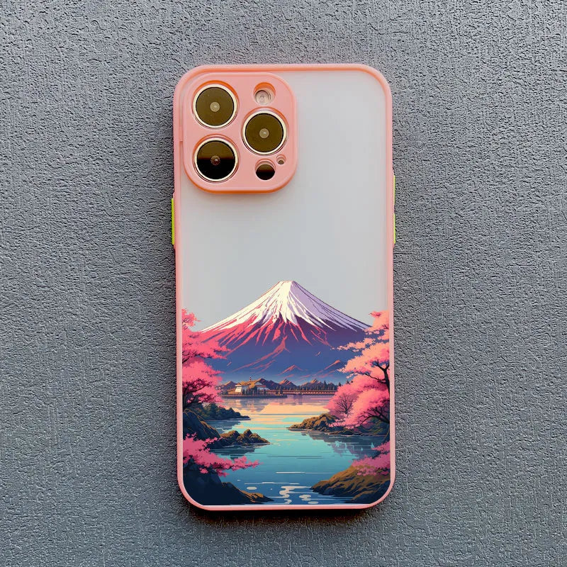 Japanese Sakura Mount Fuji Landscape iPhone Case-Exoticase-For iPhone 15 Pro Max-10-