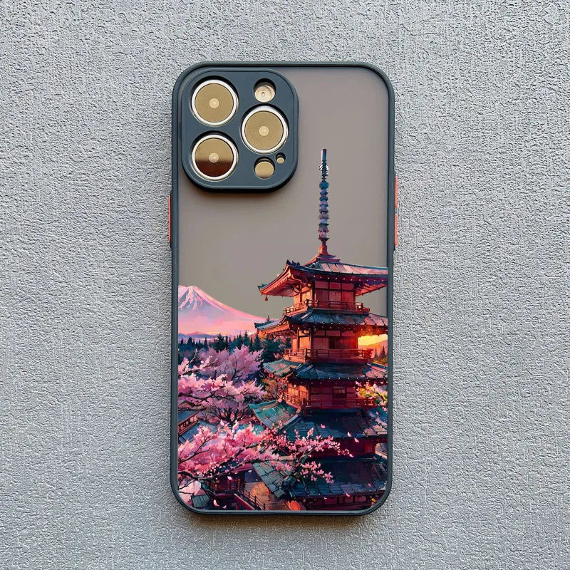 Japanese Sakura Mount Fuji Landscape iPhone Case-Exoticase-For iPhone 15 Pro Max-4-