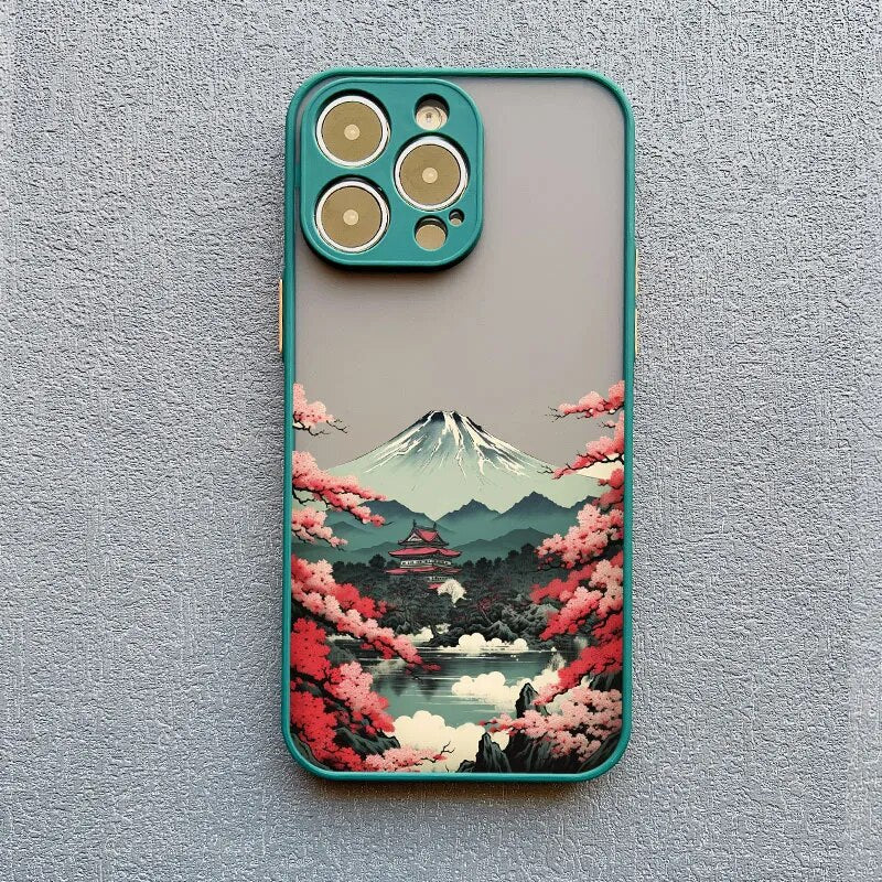 Japanese Sakura Mount Fuji Landscape iPhone Case-Exoticase-For iPhone 15 Pro Max-6-