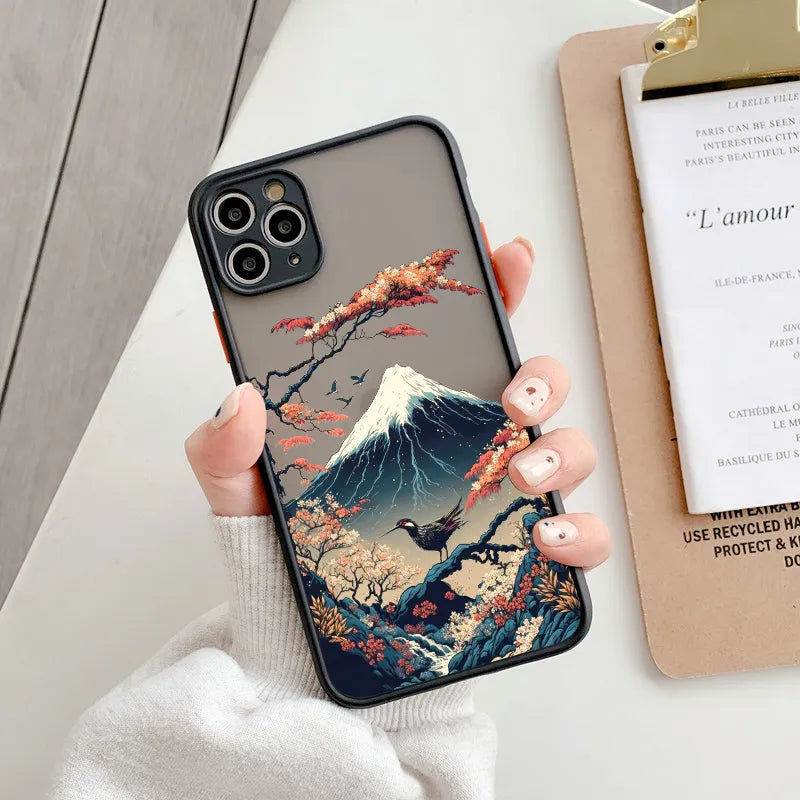 Japanese Sakura Mount Fuji Landscape iPhone Case, For iPhone 14 / 1 Japanese Sakura Mount Fuji Landscape iPhone Case, For iPhone 14 / 1