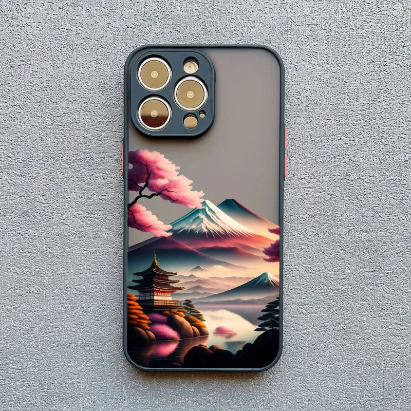 Japanese Sakura Mount Fuji Landscape iPhone Case-Exoticase-For iPhone 15 Pro Max-11-