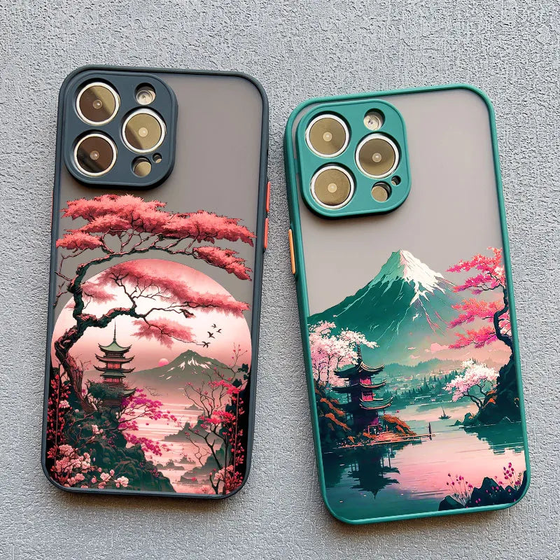 Japanese Sakura Mount Fuji Landscape iPhone Case-Exoticase-