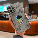 Laser Rainbow Astronaut Apple iPhone Case-Exoticase-For iPhone 14 Pro Max-Gray-