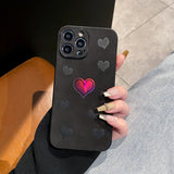 Laser Rainbow Hearts Apple iPhone Case-Exoticase-For iPhone 14 Pro Max-Black-