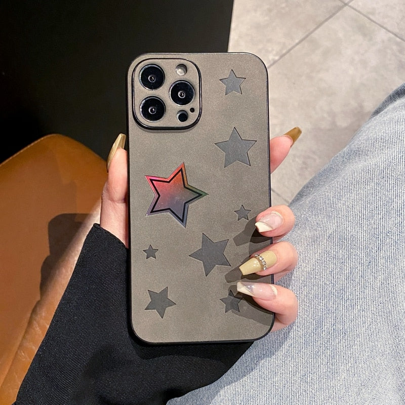 Laser Rainbow Stars Apple iPhone Case-Exoticase-For iPhone 14 Pro Max-Gray-