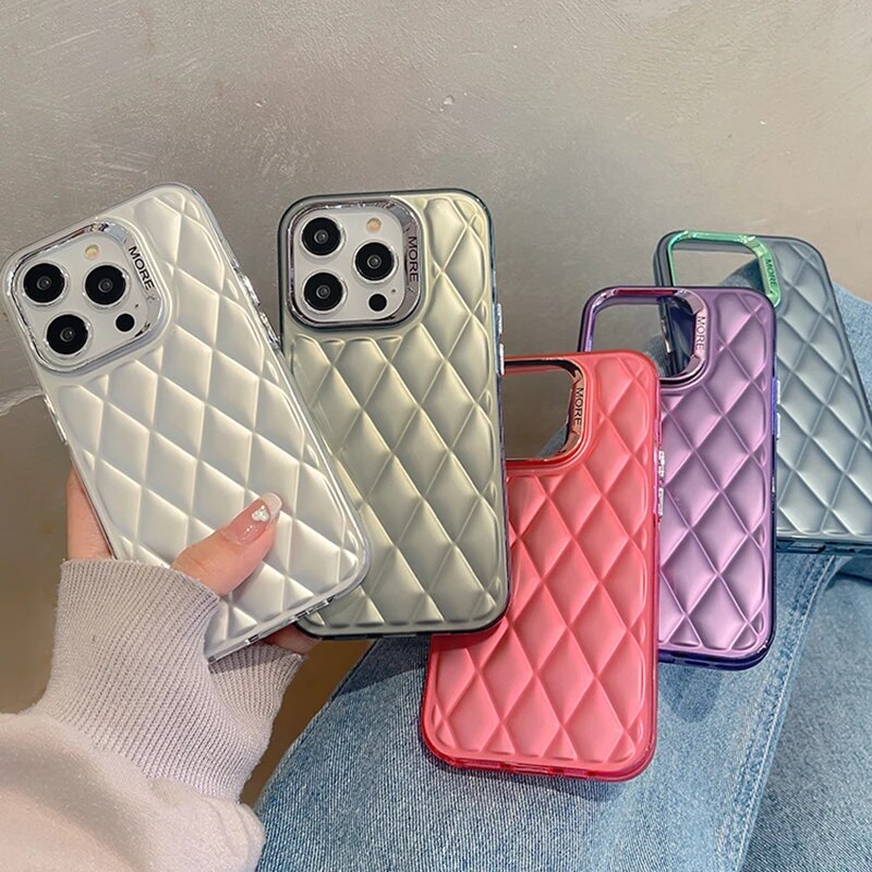 Lattice Quilt Plated Apple iPhone Case-Exoticase-